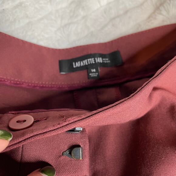 LAFAYETTE 148 Red Maroon Trousers Mens 14 Wool Blend Straight Leg‎ - Picture 5 of 8